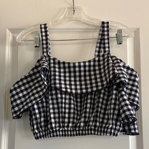 Forever 21 Black & White Gingham Crop Top, Sz M.